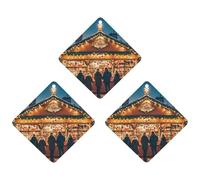 Car Air Fresheners Set of 3 Hanging Air Freshener A Lively Christmas Market Car Aromatherapy Tablets Hanging Fragrance Scented Cards for Rearview Mirror Wardrobe Shoe Cabinet Rhombus Black