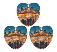 Car Air Fresheners Set of 3 Hanging Air Freshener A Lively Christmas Market Car Aromatherapy Tablets Hanging Fragrance Scented Cards for Rearview Mirror Wardrobe Shoe Cabinet Love form Black