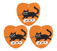 Car Air Fresheners Set of 3 Hanging Air Freshener Black Cat on Orange Background Car Aromatherapy Tablets Hanging Fragrance Scented Cards for Rearview Mirror Wardrobe Shoe Cabinet Love form Black
