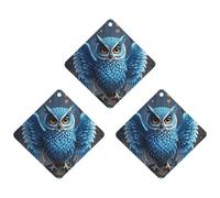 Car Air Fresheners Set of 3 Hanging Air Freshener Blue Owl Car Aromatherapy Tablets Hanging Fragrance Scented Cards for Rearview Mirror Wardrobe Shoe Cabinet Rhombus Gray