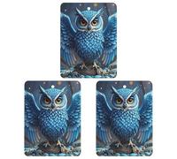 Car Air Fresheners Set of 3 Hanging Air Freshener Blue Owl Car Aromatherapy Tablets Hanging Fragrance Scented Cards for Rearview Mirror Wardrobe Shoe Cabinet Square White