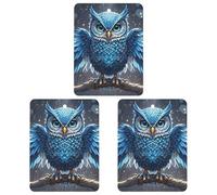 Car Air Fresheners Set of 3 Hanging Air Freshener Blue Owl Car Aromatherapy Tablets Hanging Fragrance Scented Cards for Rearview Mirror Wardrobe Shoe Cabinet Square White