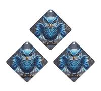 Car Air Fresheners Set of 3 Hanging Air Freshener Blue Owl Car Aromatherapy Tablets Hanging Fragrance Scented Cards for Rearview Mirror Wardrobe Shoe Cabinet Rhombus Gray
