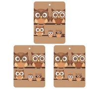 Car Air Fresheners Set of 3 Hanging Air Freshener Cute Big Brown Cartoon Owls Car Aromatherapy Tablets Hanging Fragrance Scented Cards for Rearview Mirror Wardrobe Shoe Cabinet Square Gray