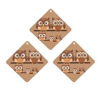 Car Air Fresheners Set of 3 Hanging Air Freshener Cute Big Brown Cartoon Owls Car Aromatherapy Tablets Hanging Fragrance Scented Cards for Rearview Mirror Wardrobe Shoe Cabinet Rhombus Black