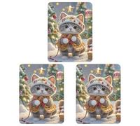 Car Air Fresheners Set of 3 Hanging Air Freshener Cute Cat Sing Christmas Carols Car Aromatherapy Tablets Hanging Fragrance Scented Cards for Rearview Mirror Wardrobe Shoe Cabinet Square White
