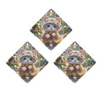 Car Air Fresheners Set of 3 Hanging Air Freshener Cute Cat Sing Christmas Carols Car Aromatherapy Tablets Hanging Fragrance Scented Cards for Rearview Mirror Wardrobe Shoe Cabinet Rhombus White