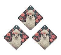 Car Air Fresheners Set of 3 Hanging Air Freshener Cute Llama Floral Car Aromatherapy Tablets Hanging Fragrance Scented Cards for Rearview Mirror Wardrobe Shoe Cabinet Rhombus Gray