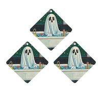 Car Air Fresheners Set of 3 Hanging Air Freshener Funny Ghost in The Bathtub Car Aromatherapy Tablets Hanging Fragrance Scented Cards for Rearview Mirror Wardrobe Shoe Cabinet Rhombus Black