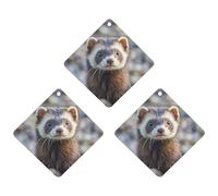 Car Air Fresheners Set of 3 Hanging Air Freshener Hairy Ferret Car Aromatherapy Tablets Hanging Fragrance Scented Cards for Rearview Mirror Wardrobe Shoe Cabinet Rhombus White