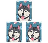 Car Air Fresheners Set of 3 Hanging Air Freshener Husky Dog Pattern Car Aromatherapy Tablets Hanging Fragrance Scented Cards for Rearview Mirror Wardrobe Shoe Cabinet Square Black