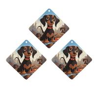 Car Air Fresheners Set of 3 Hanging Air Freshener I Love My Dog Dachshunds Car Aromatherapy Tablets Hanging Fragrance Scented Cards for Rearview Mirror Wardrobe Shoe Cabinet Rhombus Black