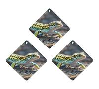 Car Air Fresheners Set of 3 Hanging Air Freshener Leopard Little Gecko Car Aromatherapy Tablets Hanging Fragrance Scented Cards for Rearview Mirror Wardrobe Shoe Cabinet Rhombus Black