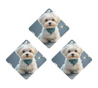 Car Air Fresheners Set of 3 Hanging Air Freshener Lovely Maltese Dog Car Aromatherapy Tablets Hanging Fragrance Scented Cards for Rearview Mirror Wardrobe Shoe Cabinet Rhombus White