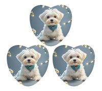 Car Air Fresheners Set of 3 Hanging Air Freshener Lovely Maltese Dog Car Aromatherapy Tablets Hanging Fragrance Scented Cards for Rearview Mirror Wardrobe Shoe Cabinet Love form White