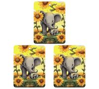 Car Air Fresheners Set of 3 Hanging Air Freshener Mother Elephant Sunflowers Car Aromatherapy Tablets Hanging Fragrance Scented Cards for Rearview Mirror Wardrobe Shoe Cabinet Square White