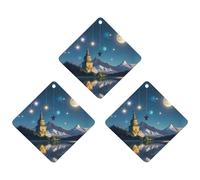 Car Air Fresheners Set of 3 Hanging Air Freshener Nightsky Hanging Moon Stars Car Aromatherapy Tablets Hanging Fragrance Scented Cards for Rearview Mirror Wardrobe Shoe Cabinet Rhombus White