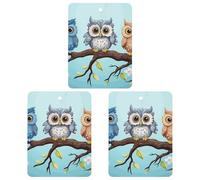 Car Air Fresheners Set of 3 Hanging Air Freshener Owls on A Branch Car Aromatherapy Tablets Hanging Fragrance Scented Cards for Rearview Mirror Wardrobe Shoe Cabinet Square Gray