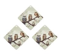 Car Air Fresheners Set of 3 Hanging Air Freshener Owls on A Branch Car Aromatherapy Tablets Hanging Fragrance Scented Cards for Rearview Mirror Wardrobe Shoe Cabinet Rhombus White