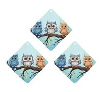 Car Air Fresheners Set of 3 Hanging Air Freshener Owls on A Branch Car Aromatherapy Tablets Hanging Fragrance Scented Cards for Rearview Mirror Wardrobe Shoe Cabinet Rhombus Black