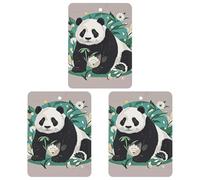 Car Air Fresheners Set of 3 Hanging Air Freshener Panda Graphic Black And White Car Aromatherapy Tablets Hanging Fragrance Scented Cards for Rearview Mirror Wardrobe Shoe Cabinet Square Black
