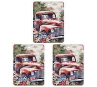 Car Air Fresheners Set of 3 Hanging Air Freshener Patriotic Old Red Truck Car Aromatherapy Tablets Hanging Fragrance Scented Cards for Rearview Mirror Wardrobe Shoe Cabinet Square White