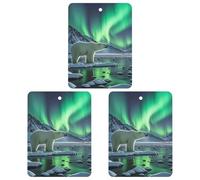 Car Air Fresheners Set of 3 Hanging Air Freshener Polar Bears Northern Lights Car Aromatherapy Tablets Hanging Fragrance Scented Cards for Rearview Mirror Wardrobe Shoe Cabinet Square Gray