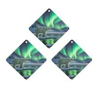 Car Air Fresheners Set of 3 Hanging Air Freshener Polar Bears Northern Lights Car Aromatherapy Tablets Hanging Fragrance Scented Cards for Rearview Mirror Wardrobe Shoe Cabinet Rhombus Black
