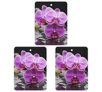 Car Air Fresheners Set of 3 Hanging Air Freshener Purple Orchid Car Aromatherapy Tablets Hanging Fragrance Scented Cards for Rearview Mirror Wardrobe Shoe Cabinet Square Black