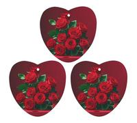 Car Air Fresheners Set of 3 Hanging Air Freshener Red And Roses Car Aromatherapy Tablets Hanging Fragrance Scented Cards for Rearview Mirror Wardrobe Shoe Cabinet Love form Black