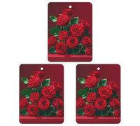 Car Air Fresheners Set of 3 Hanging Air Freshener Red And Roses Car Aromatherapy Tablets Hanging Fragrance Scented Cards for Rearview Mirror Wardrobe Shoe Cabinet Square Black