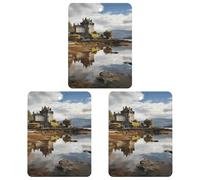 Car Air Fresheners Set of 3 Hanging Air Freshener Scotland Castle Water Lake Scottish Car Aromatherapy Tablets Hanging Fragrance Scented Cards for Rearview Mirror Wardrobe Shoe Cabinet Square Black
