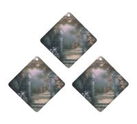 Car Air Fresheners Set of 3 Hanging Air Freshener Secret Garden Car Aromatherapy Tablets Hanging Fragrance Scented Cards for Rearview Mirror Wardrobe Shoe Cabinet Rhombus Black
