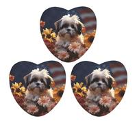 Car Air Fresheners Set of 3 Hanging Air Freshener Shih Tzu Dog And Flowers Car Aromatherapy Tablets Hanging Fragrance Scented Cards for Rearview Mirror Wardrobe Shoe Cabinet Love form Black