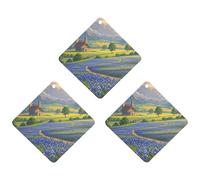 Car Air Fresheners Set of 3 Hanging Air Freshener Texas Bluebonnets Scenery Car Aromatherapy Tablets Hanging Fragrance Scented Cards for Rearview Mirror Wardrobe Shoe Cabinet Rhombus Black