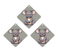 Car Air Fresheners Set of 3 Hanging Air Freshener The Lovely Koala Car Aromatherapy Tablets Hanging Fragrance Scented Cards for Rearview Mirror Wardrobe Shoe Cabinet Rhombus White