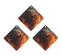 Car Air Fresheners Set of 3 Hanging Air Freshener Wild Wolf in The Fire Car Aromatherapy Tablets Hanging Fragrance Scented Cards for Rearview Mirror Wardrobe Shoe Cabinet Rhombus White