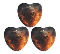 Car Air Fresheners Set of 3 Hanging Air Freshener Wild Wolf in The Fire Car Aromatherapy Tablets Hanging Fragrance Scented Cards for Rearview Mirror Wardrobe Shoe Cabinet Love form White