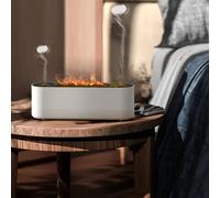 Car Air Humidifier 320ML Small Quiet USB Diffuser for Automotive Home Aromatherapy Decorative Flame Design with ABS Material (A-White)