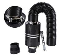 Car Air Intake Filter, 3" Black Universal Cold Air Filter Induction Kit Carbon Fiber Heat Shield Cold Air Filter Feed Enclosed Intake Induction System with Flexible Pipe Hose