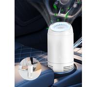 Car Air Purifier Portable Anion Purifier Mini Air Freshener for Vehicle with HEPA Filter Cleans Air, Eliminates Smoke Odor Dust Pollen,Travel Air Cleaner for Small Room Office Desktop (White)
