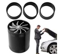 Car Air Turbulator Aluminum Double Fan Engine Turbocharger | Turbo Charger Automotive Replacement for Car Universal Fit Gas Saver Intake Air Booster Twin Fan Turbine Boosts Engine Black