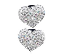 Car Air Vent Clip Ornament 2pcs Glass Heart Shaped | Pleasant Fragrance, Convenient Aromatherapy Function, White Finish, Unique Romance Style, Elegant Dashboard Decoration