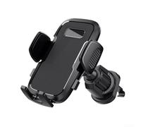 Car air vent phone holder with strong locking arm to secure device even on rough roads, silicone clamp pads for protection, and 360 degree rotation for perfect positioning