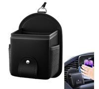 Car Air Vent Storage Bag | PU Leather Phone Holder Coin Key Card Case Organizer Hook - Multifunctional Pocket Pouches Container for Keys, Coin, Cell Phone & Glasses