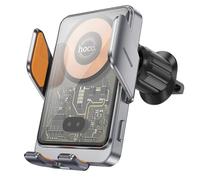 Car Air Vent Wireless Charger, Fast Charging for 4.5-7" Phones, USB-C Input, Durable PC & Tempered Glass, Silver