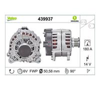 Valeo 439937 Alternator 6 Ribs Clockwise With Freewheel Belt Pulley Fits Audi A6