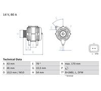 Car Alternator 12V Fits Citroën Berlingo / Berlingo First Bosch 0 986 049 410