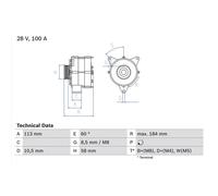 BOSCH 0986043890 Alternator 184mm Length 28V Fits MERCEDES-BENZ JOHN DEERE
