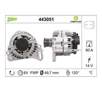Car Alternator 12V Fits Seat Cordoba 1.4 2005-2009 Valeo 443051 OE 045903023D